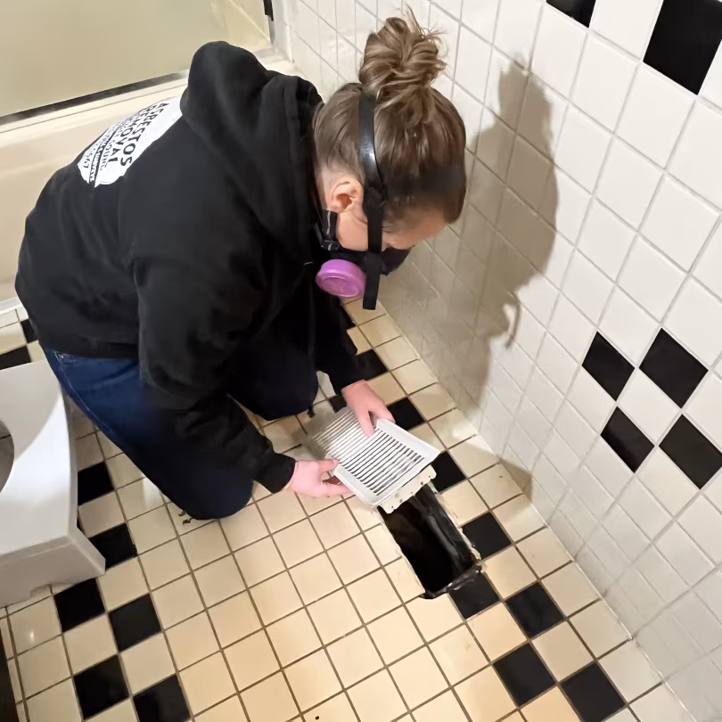 Checking inside vents to see whats under the tiles square